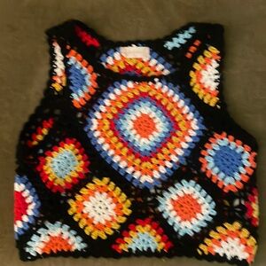 Altar’d state crocheted vest. Rainbow colors Granny squares